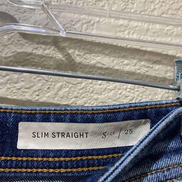 ANTHROPOLOGIE Pilcro Embroidered Cuff Hem Slim Straight Jeans 25 - Picture 5 of 9